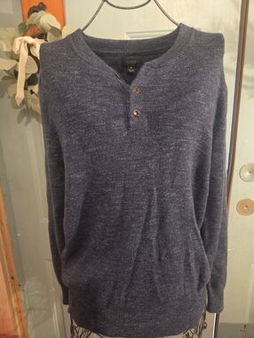 J. Crew Men's Donegal Tweed Henley Heather Blue